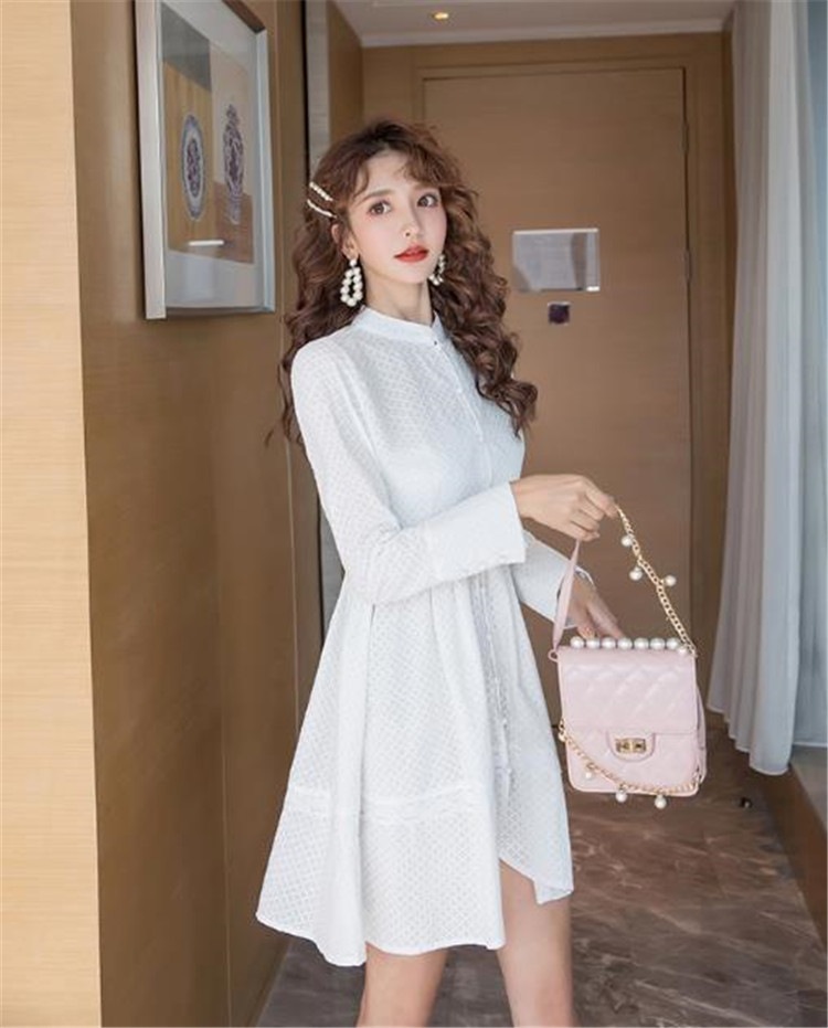 新品 秋 ワンビース ホワイト Sweet系 ミニスカート ハイウエスト 急在庫追加売り切れ前に急いで 韓国ファッション 腰を括る 短いスタイル Aライン 気質 スリム 長袖ミニ 膝丈ワンピ 超可爱の Www Quartzhotel Mx