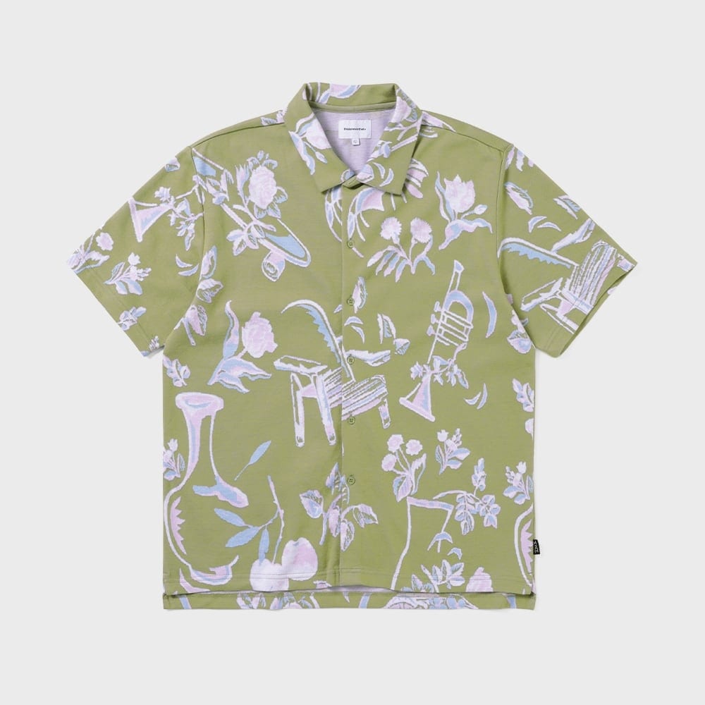 ディス・イズ・ネヴァー・ザット・オブジェクトジャカードボタンアップトップグリーン