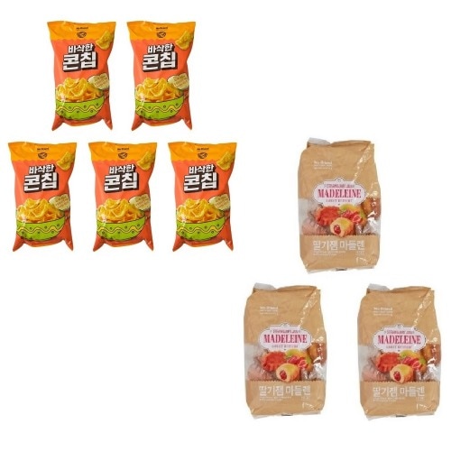 ノーブランドサクサクコンチップ230g×5個+イチゴジャムマドレーヌ500g×3個学校事務所 