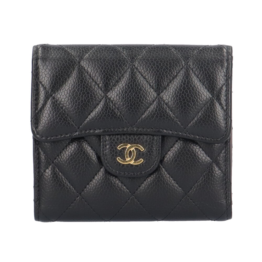 シャネル クラシックスモールフラップウォレット マトラッセ 三つ折り財布 キャビアスキン AP0231 CHANEL 中古 美品
