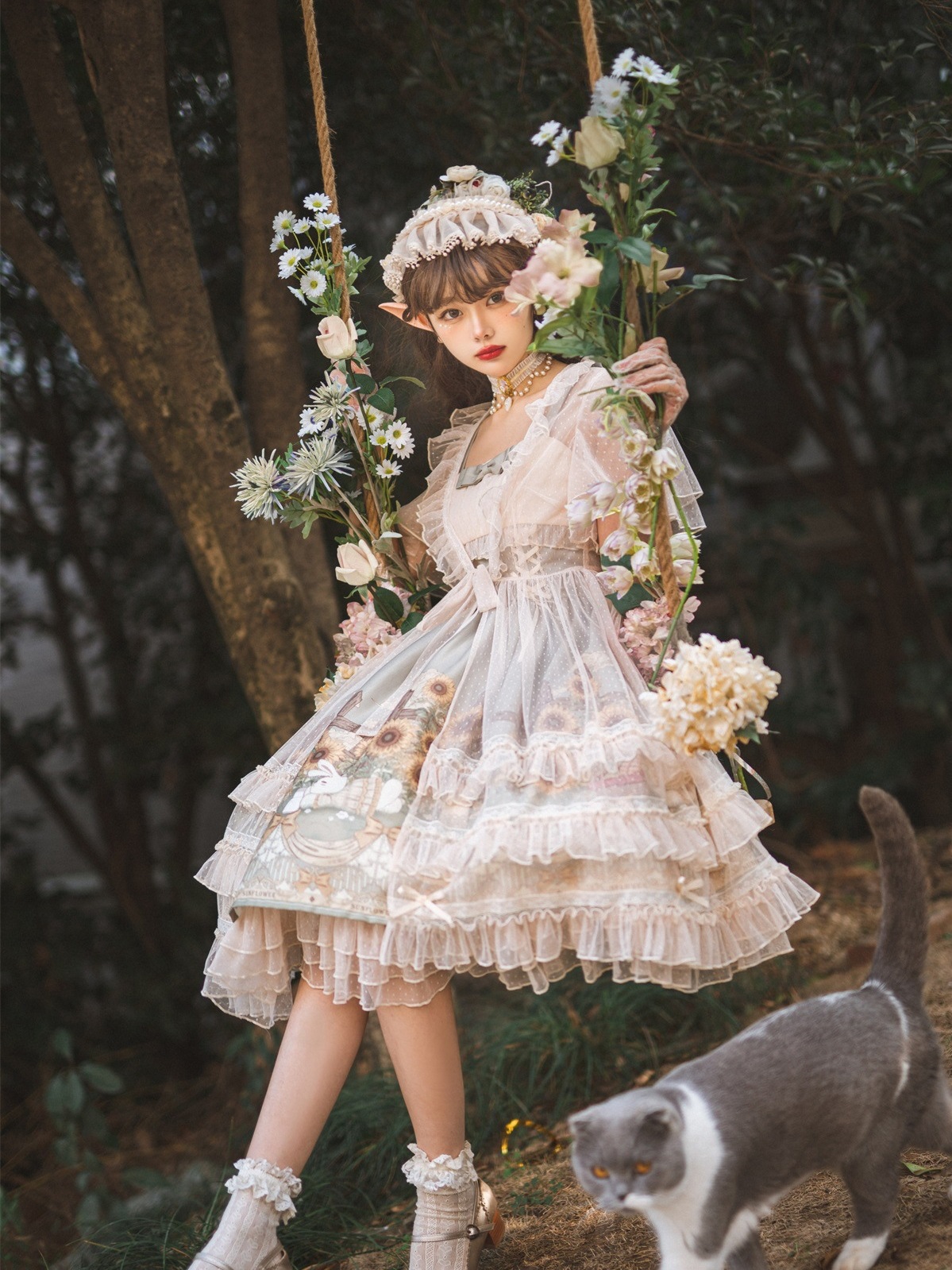 lolita地雷パーカーロリータ ワンピース ゴスロリドレスXiangkuiStoryサマーフレッシュでスウィートなライトスカート付きレディドレス 8,450円