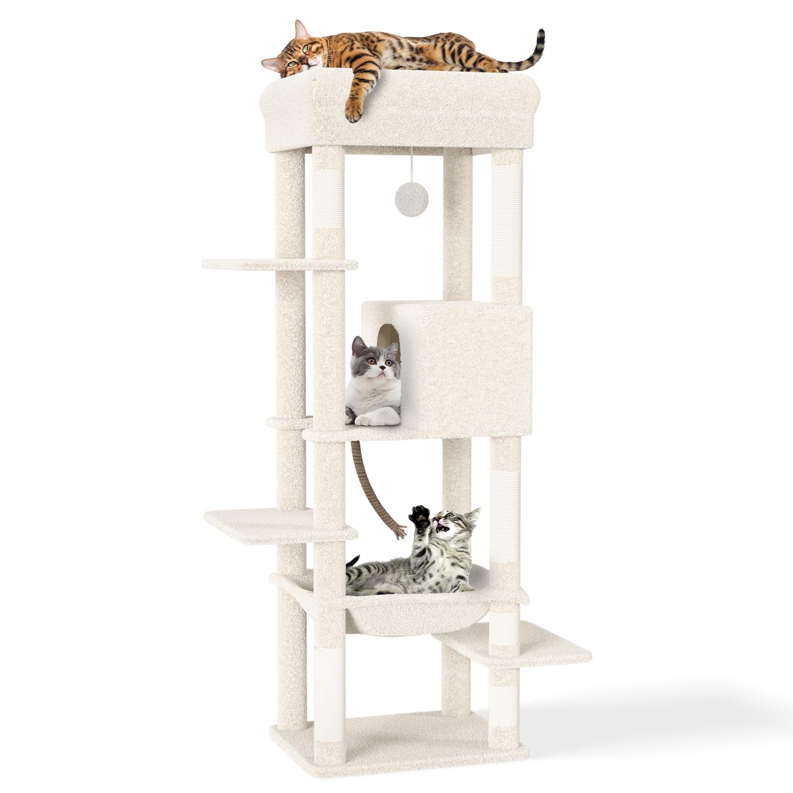 CozyMeow キャットタワー スリム 据え置き ハンモック キャットハウス 大型猫用 つめとぎ 猫 キャットウォーク 爪とぎ 多頭飼い 人気 猫タワー キャットステップ おしゃれ かわいい ねこ