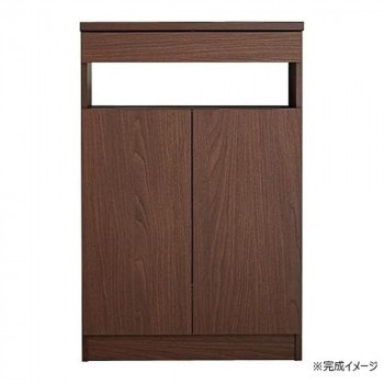 日本製組立家具 FAX台60型 ルーター収納 ブラウン