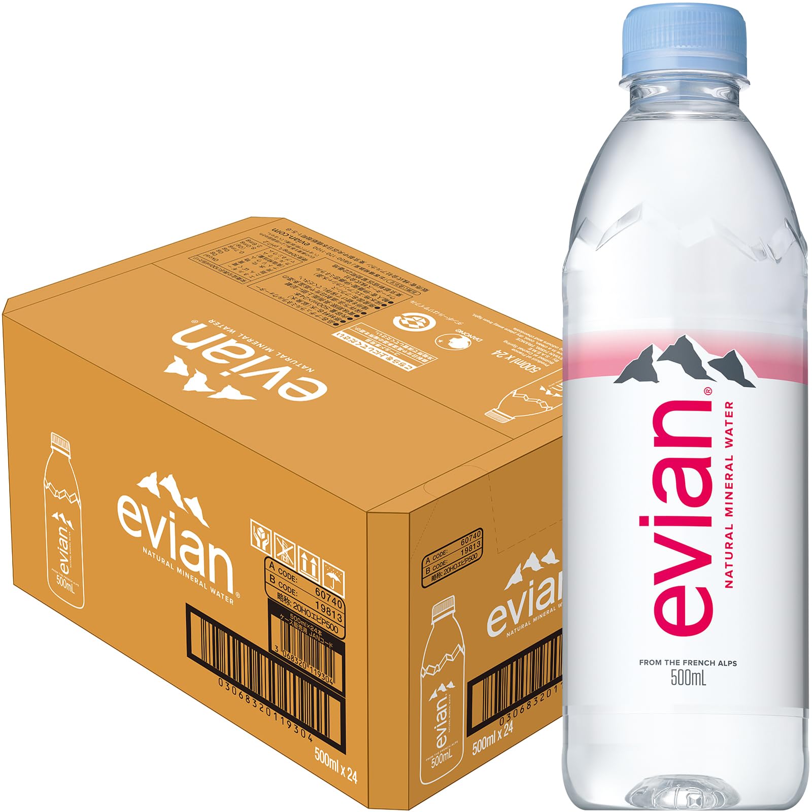 Evian(エビアン) 伊藤園 evian 硬水 ミネラルウォーター ペットボトル 500ml×24本 [正規輸入品]