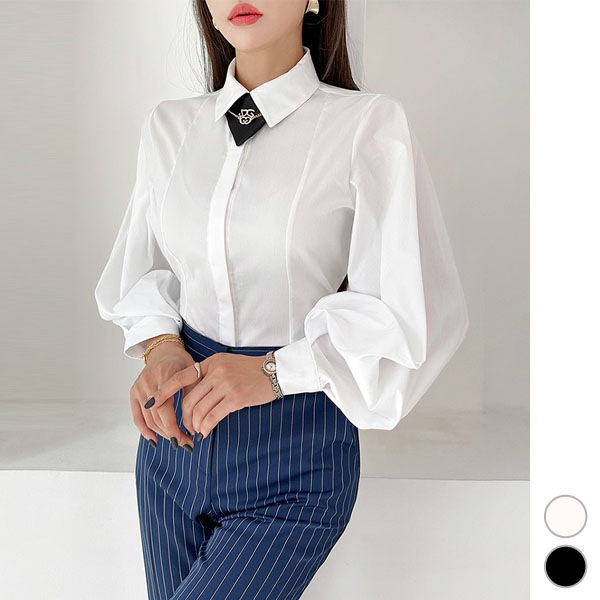 ブラウス レディース トップス 長袖 ボウタイ タイ スカーフ ボリューム袖 上品 きれいめ オフィス 春 秋 冬 韓国 to27866