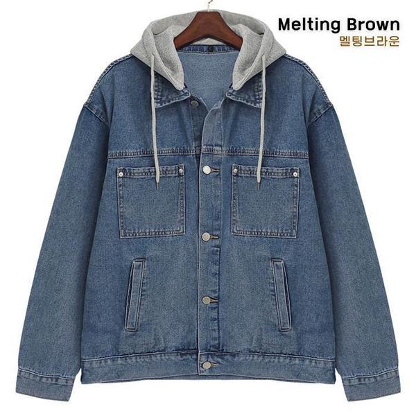 メンズフード付きデニムジャケット 取り外し可能フード付きデニムジャケット