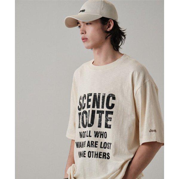 【新商品入荷】JR2TSU205 アイボリー 男女共用 ボールド レタリング 半袖Tシャツ_SC