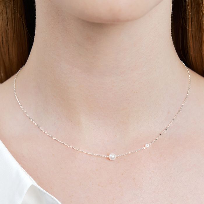 [silver925] bless pearl cubic necklace おしゃれ アイドル愛用ブランド 韓国人気 韓国ファッション
