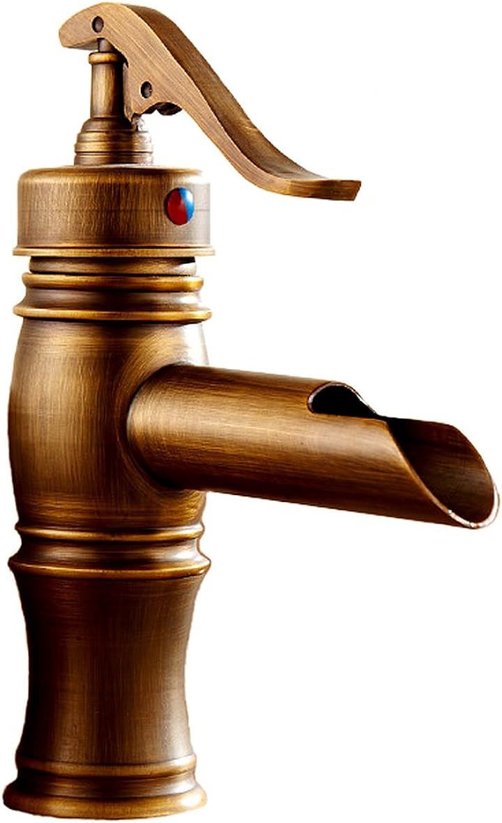 洗面用 アンティーク 蛇口 シングルレバー レトロ 立水栓 手洗いボウル用 洗面台 SK76(黄銅)