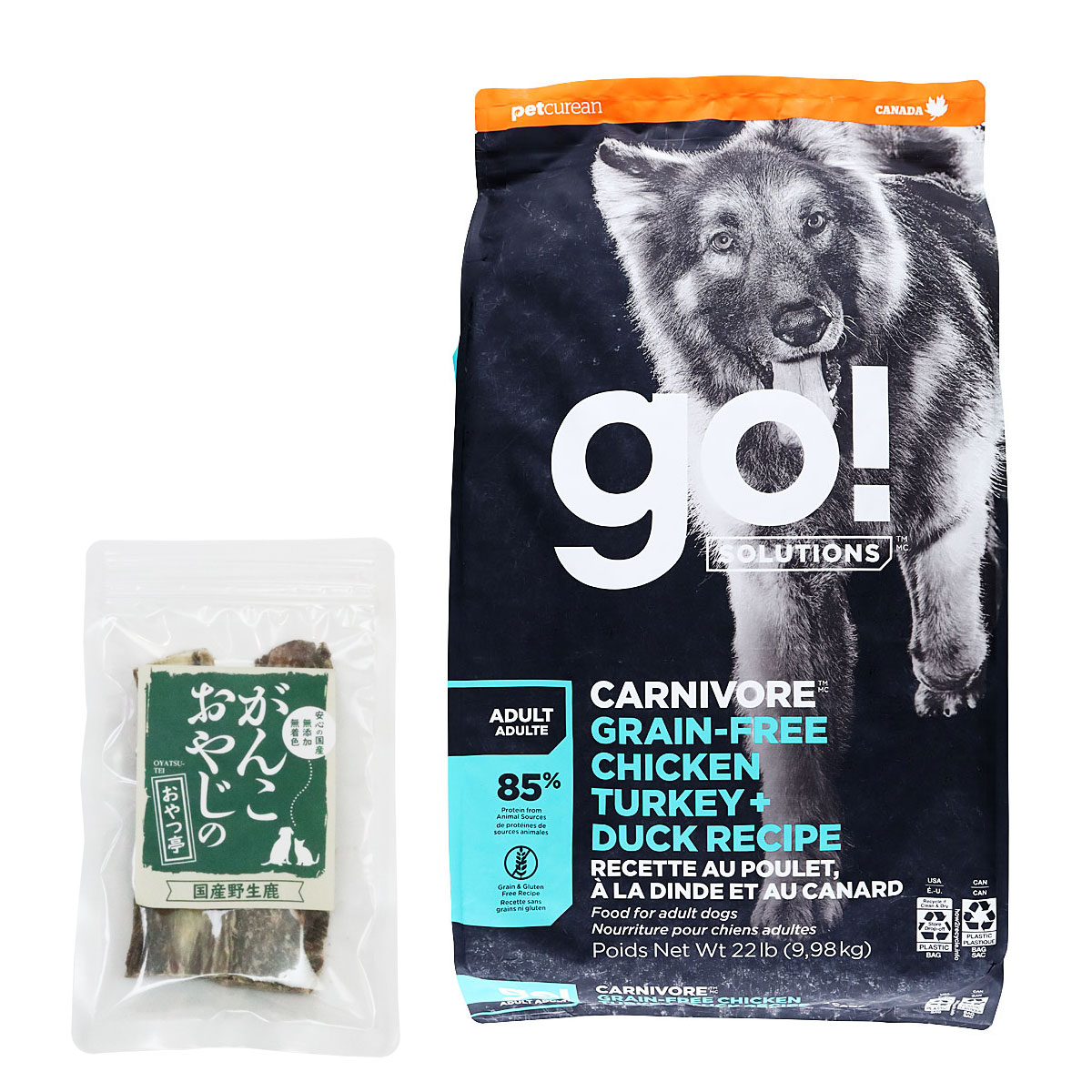 GO! ゴー ソリューションズ カーニボア アダルト チキンターキー＋ダック 9.98kg【国産鹿のスペアリブ ショートカット 2本入り】ドッグフード