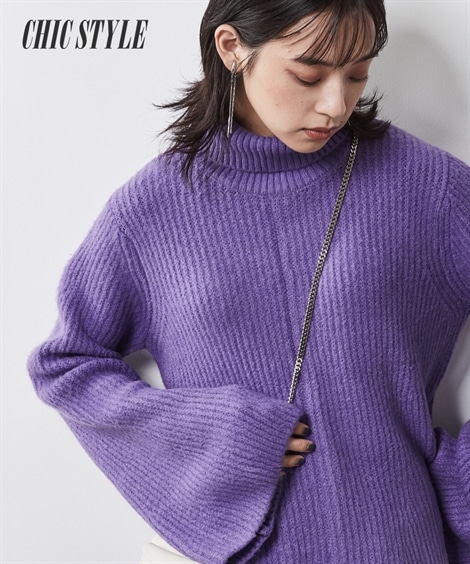 ニット 大きいサイズ Aラインタートルニットプルオーバー シックスタイル 5,732円