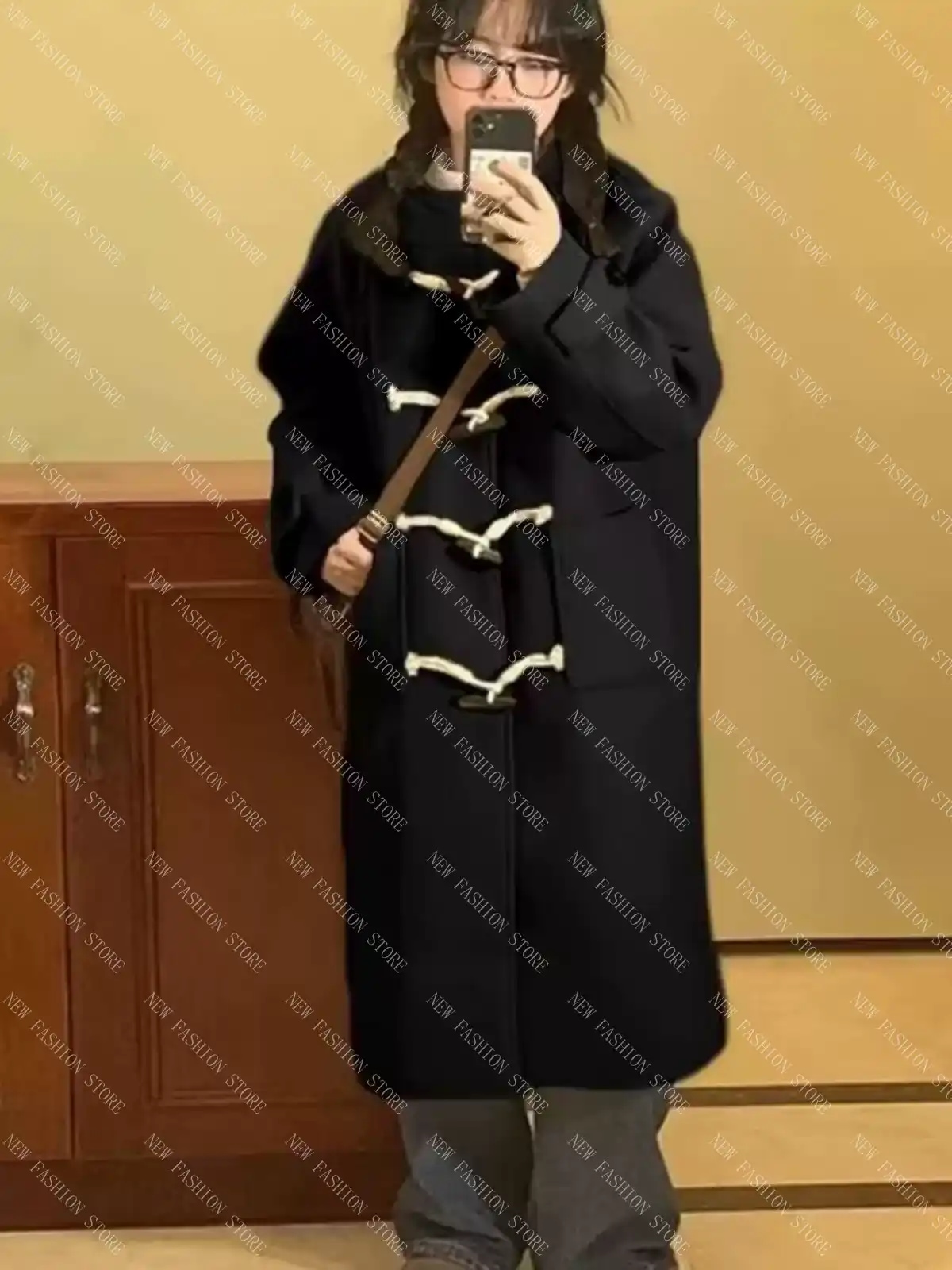 秋冬の新作ラシャコート小柄で厚手のミディアムコート-26