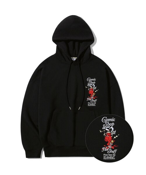5252 オーアイオーアイ HOT STUFF EMBROIDERY HOODIE [BLACK]