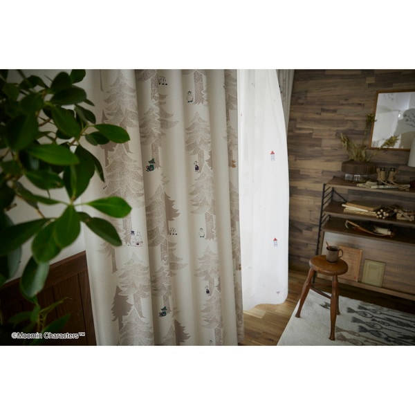 スミノエ ムーミン 遮光カーテン プート 100200cm ライトブラウン