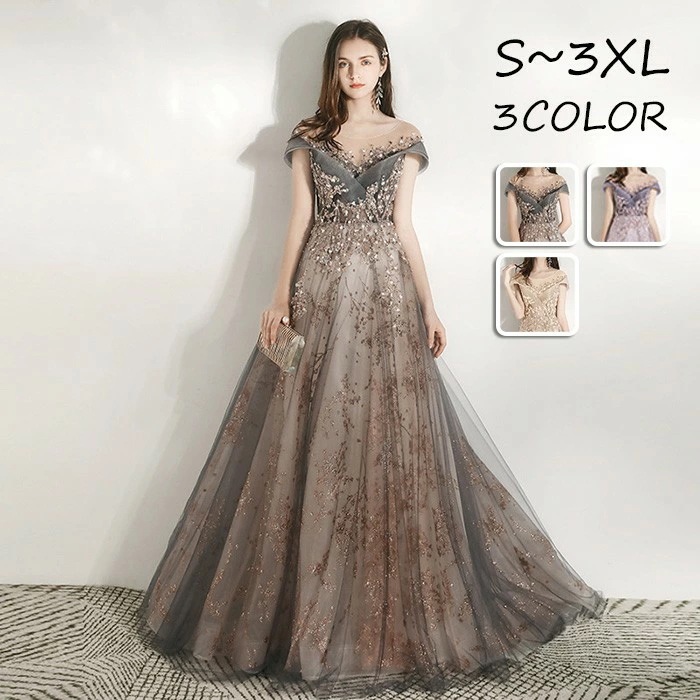 ドレス レディース ロング丈 ピアノ 発表会 パーティードレス 結婚式 ワンピース イブニングドレス フォーマル 大人 エレガント お呼ばれ 二次会 披露宴 演奏会 忘年会 司会ドレス 大きいサイズ