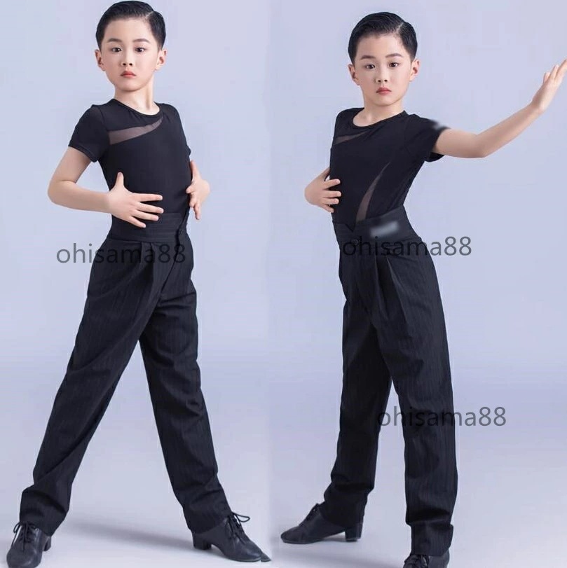【目玉商品～超人気】ダンス服 男の子 練習着 ラテンダンス 競技 イベント ジュニア 団体服 レッスン着 社交ダンス衣装 短袖 キッズ用 試合 チャチャ 上下セット ラテンダンス衣装 子供 ラテンダン