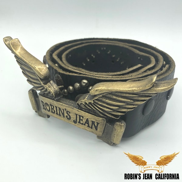 ロビンズジーン ベルト 05-06 ROBINS JEAN メンズ レディース レザーベルト ヴィンテージ スタッズ ブラック ウイング バックル ゴールド ロビンジーンズ safari LEON
