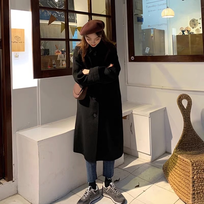 入荷 チェスターコート レディース 秋冬 チェスターコート 黒 ロング丈 ラシャコート 厚手オーバー ゆったりアウター 通勤 着痩せ オシャレ 韓国風 大人