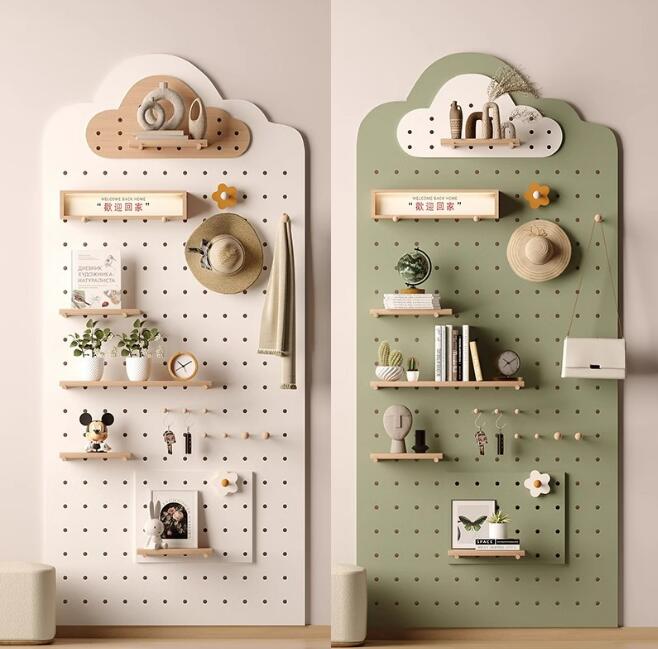 玄関置物　子供妊娠とも使用可　収納器具　大容量　インテリア家具　インテリア展示棚　収納棚　 無垢材の穴ボード　大容量収納棚
