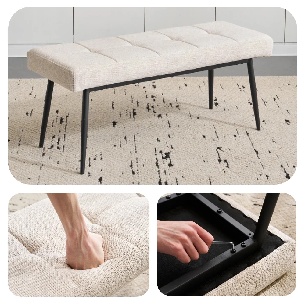 最短出荷 32ベンチ インテリア　ダイニングチェア 椅子 コンパクト スチール脚 来客対応チェア おしゃれ 組立簡単 北欧風 テレワーク 在宅ワーク　二人掛け　食卓イス　玄関イス　玄関ベンチ長椅子 ガ