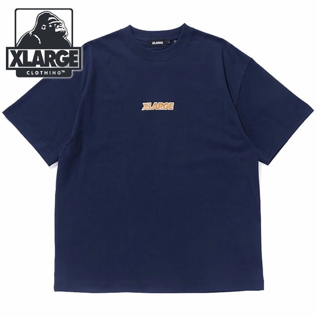 メール便 スランテッドロゴ ショートスリーブ Tシャツ [101243011019] メンズ トップス 半袖 ワンポイントロゴティー x-large エックスラージ NAVY