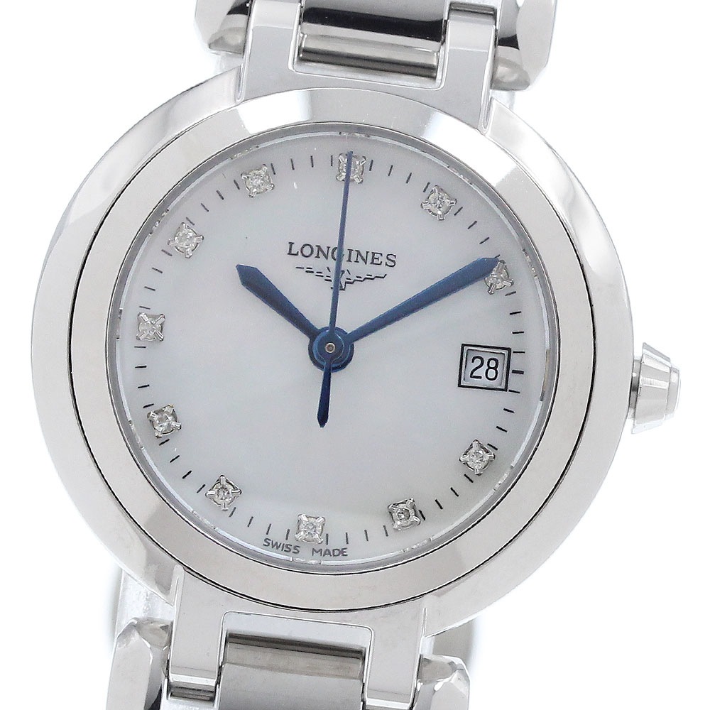 ロンジン LONGINES L8.110.4 プリマルナ 11Pダイヤ デイト クォーツ レディース 極美品 _933944【中古】