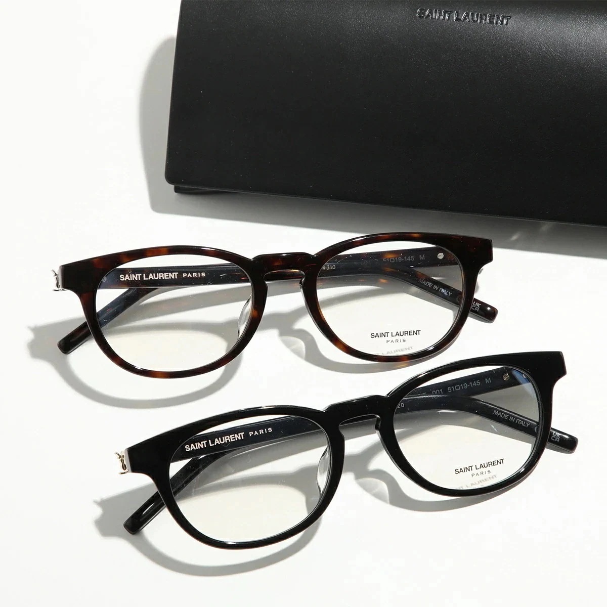 SAINT LAURENT サンローラン メガネ SL M123/F メンズ オーバル型 セルフレーム 黒縁 眼鏡 めがね メタルロゴ アイウェア カラー2色