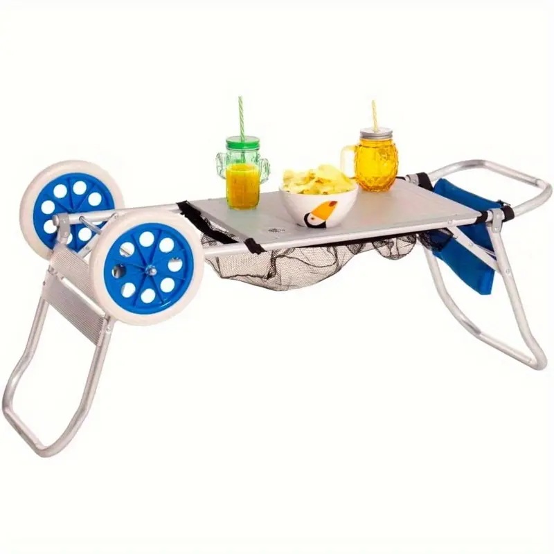 屋外カート/折りたたみテーブル多機能使用新しく改良された折りたたみ椅子輸送カート2つのアルミニウムホイール付きサイズ52x37x105cmカートは屋外ピクニック使用に変換可能屋外アウトドア