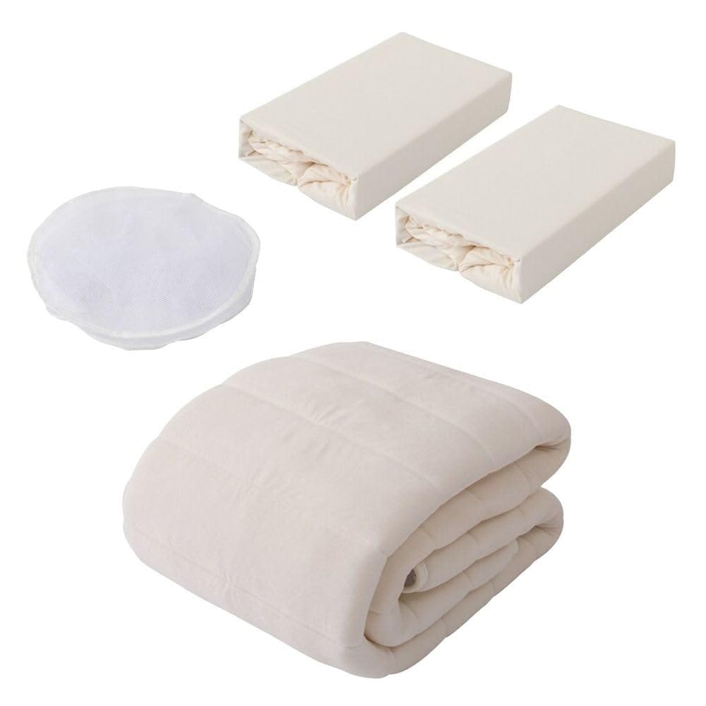 ニトリ 弾力性のよい ベッドパッド ＆ のびのび マルチすっぽりシーツ 3点セット B2203 ダブルサイズ アイボリー NITORI 7565563