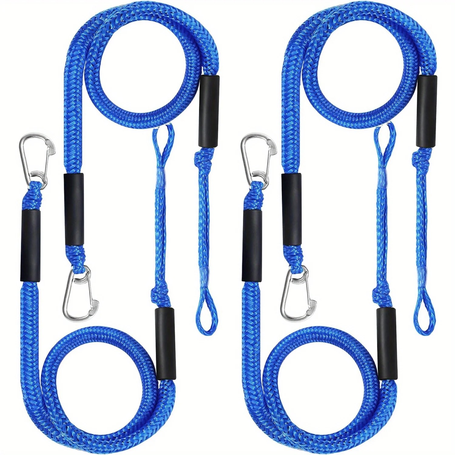 4個セット 47in/1.2m ボートバンジードックライン 316ステンレススチールフック付きポントゥーンバスボート用ボート係留ロープライン 4500ポンド【MPOD24070928】