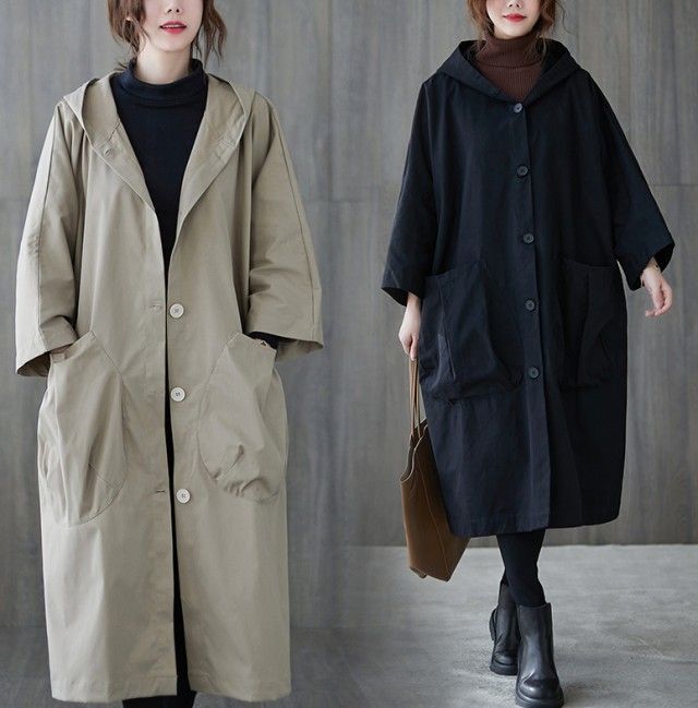 コート フード ロング スプリングコート レディース ミリタリーコート アウター 春秋 ロングコート フード付きコート 春 秋 黒 シンプル カジュアル オーバーサイズ ビッグシルエット おしゃれ 2 6,231円