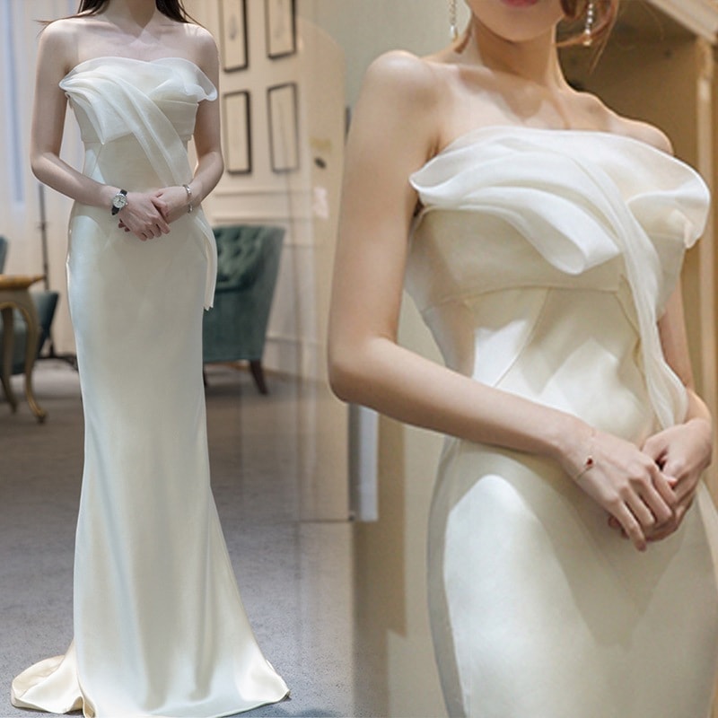【高.品.質】2025 新作 高級感 気質 ワンピース 結婚式 ドレス 花嫁ロングドレス 結婚式ワンピース 韓国ファッション パーティードレス ウェディングドレス 白104 2025福袋