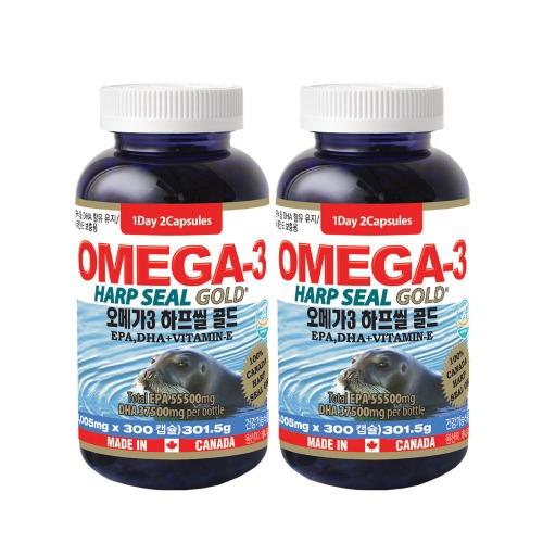カナダ直輸入 丸ライフ オメガ3 ハーフシルゴールド1005mg x 300カプセル 2本 アザラシオイル