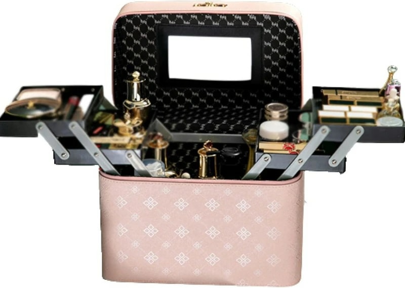 化粧品収納ボックス メイクボックス コスメ収納 大容量 折り畳み 鏡付き 防塵 防水 化粧箱 収納ボックス 整理簡単 持ち運び簡単 多機能 化粧品入れ プレゼント