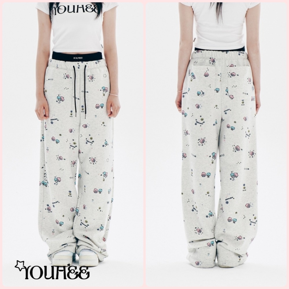 ★YOUHEE X LITTLE TWIN STAR★LAYERED GRAPHIC PATTERN PANTS YOUHEE X LITTLE TWIN STAR】GRAPHIC PATTERN PANTS OATMEAL