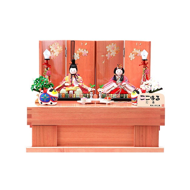 雛人形 ひな人形 お雛様 おひなさま かわいい 手作り 2025年 新作 秀光 限定品 送料無料 コンパクトミニ 初節句 ひな祭り 木目込み 親王 二人 ２人 収納 ここはる 心春 春桜 男雛 女雛
