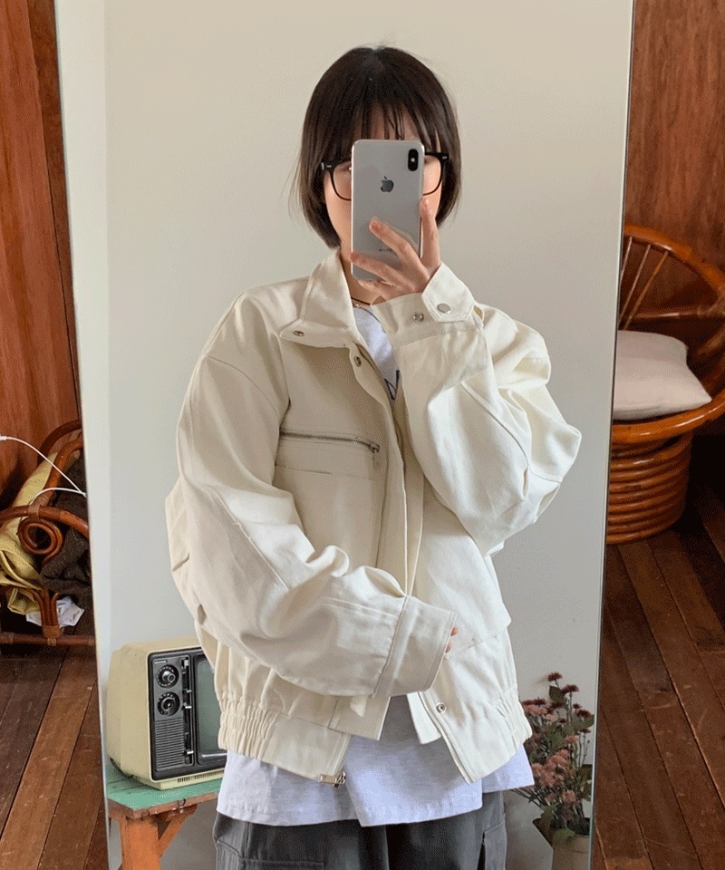 [UNISEX] ジッパー ポケット トラッカー ジャケット