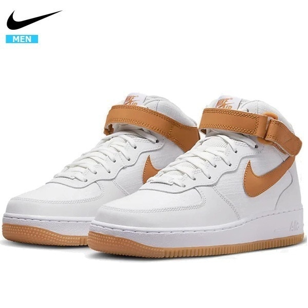 メンズ スニーカー AIR FORCE 1 07 Mid Summit White/White/Desert Ocher DD9625-102^【nike351】^