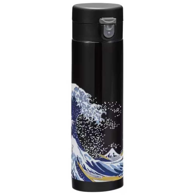 まえじゅう漆器　ステンレスボトル(黒) 波 430ml　6K146