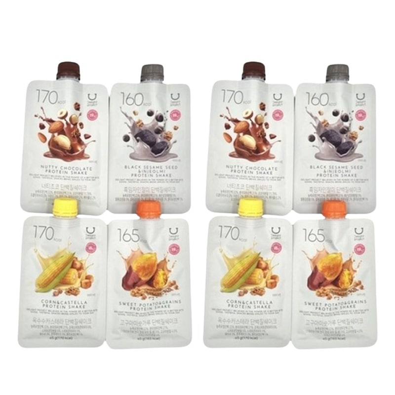 おいしいタンパク質シェイクプロジェクト タンパク質シェイクプロテインナッティチョコ味サツマイモミスッカル味トウモロコシカステラ味黒ごまきな粉餅4種2セット