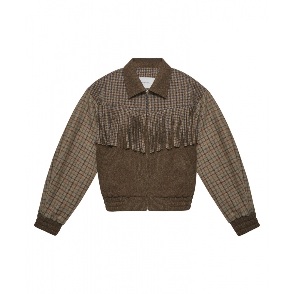 インスタントファンクタッセルミックスウールブルゾン