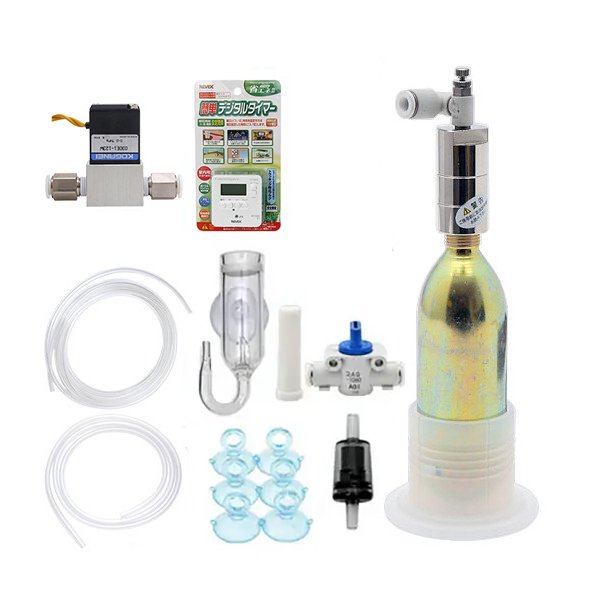 ＣＯ２フルセット　チャームオリジナルコンパクトレギュレーターＢセット（６ｍｍ対応電磁弁＆タイマー付き）　水草　ＣＯ２添加　ＣＲＣ10―17―10―10―00