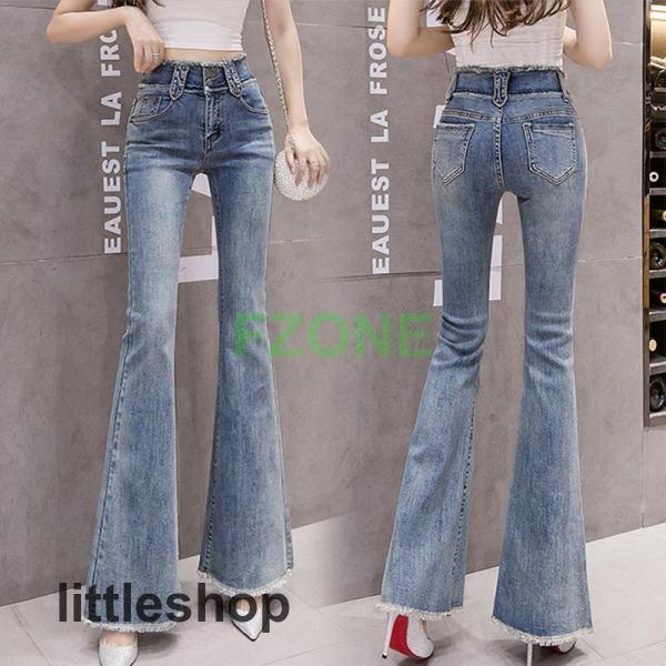 ストリート ボトムス スキニーパンツ 脚長効果 オフィス 通勤 デニムフレアパンツ ジーンズ ブーツカット OL スリム レディース