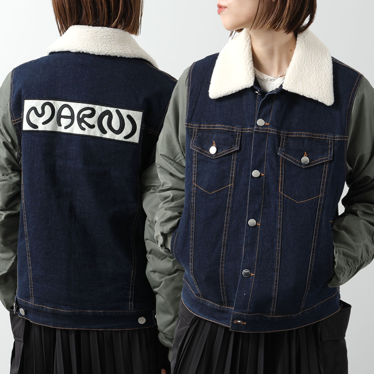 MARNI KIDS マルニ キッズ デニムジャケット M01277 M00T3 レディース ガールズ ブルゾン ボンバースリーブ ロゴ 長袖 0M01