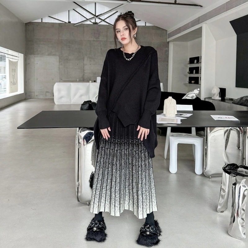 プリーツスカート おしゃれ バブル・バルーンスカート ニットスカート スカート レース マキシスカート ロングスカート 【高.品.質】2025新作 気質 百掛け