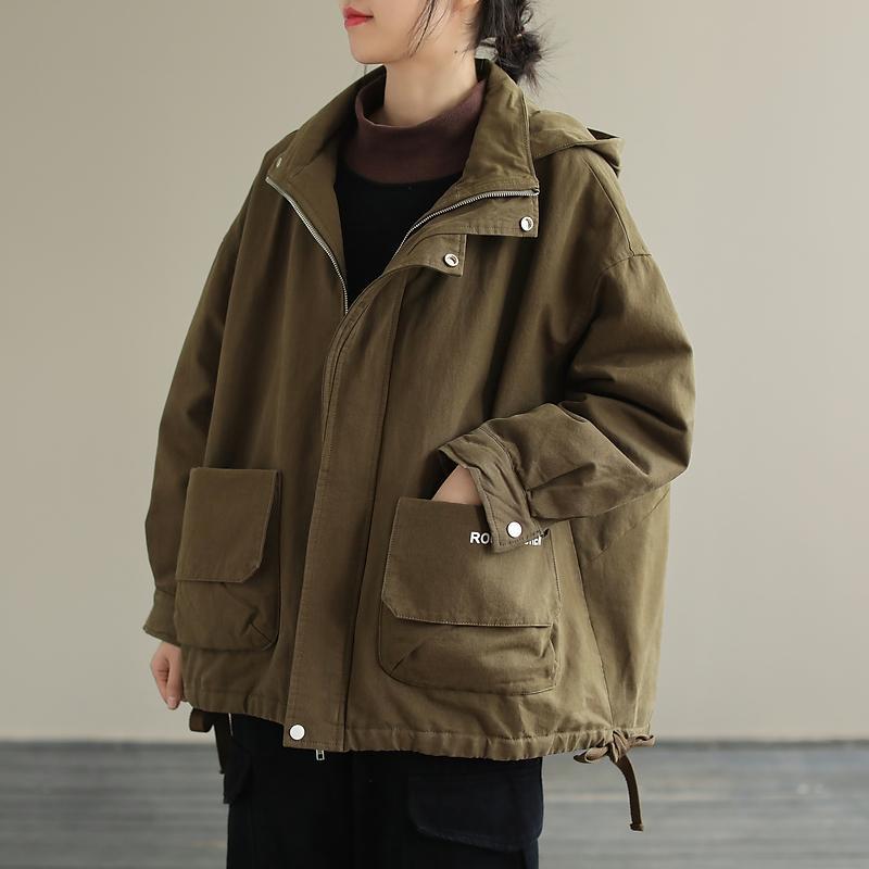 「ファットガール」 大きいサイ今週の割引は 25% オフですズ コットンコート 小柄 厚手 フード付き ジャケット レディース アウター マウンテンパーカー メガ割