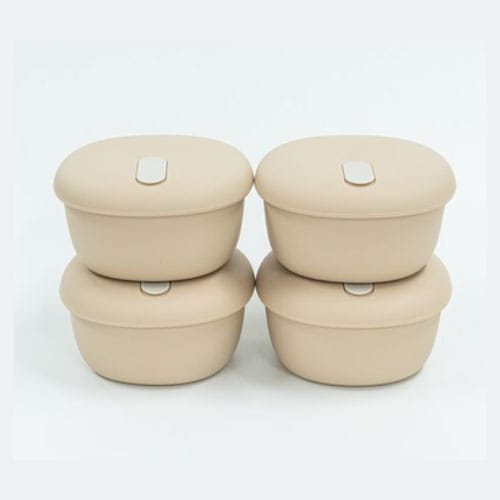 リブヤ シリコン スチームホール 容器 冷凍ご飯 保管 容器 ご飯パックベージュ 350ml 4個