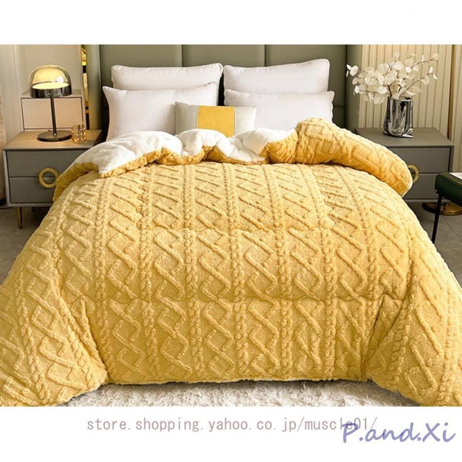 3 層構造掛けふとん シープボア調 フランネル 立体切り花 蓄熱 雲に包まれる感