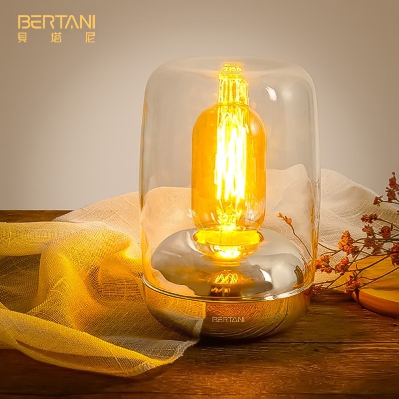 北欧風透明ガラスランプ USB充電式 ミニマルデザイン 新生活インテリア照明