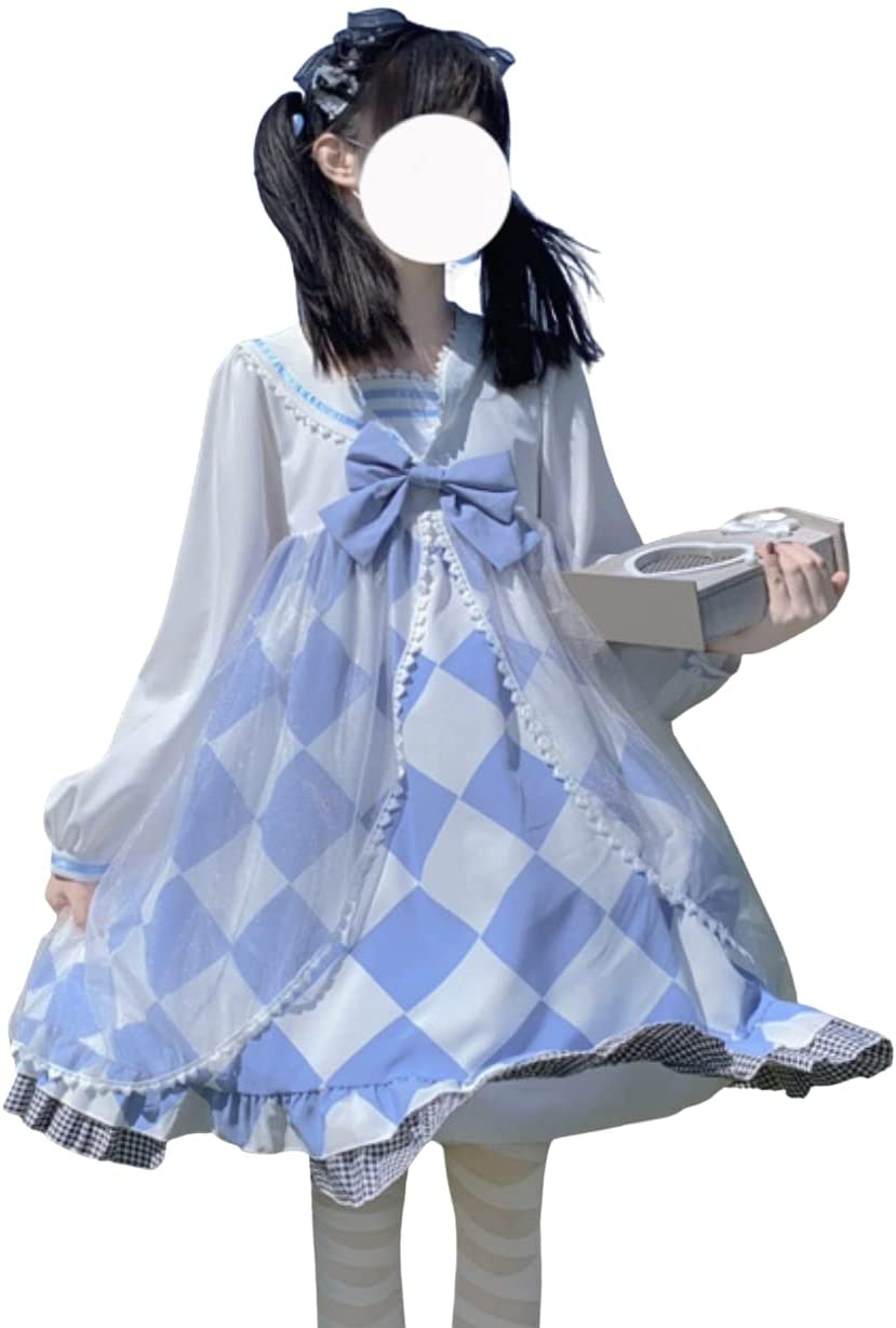 Lady Lazy ロリータ 長袖 セーラー ワンピース スカート うさ耳 ロリ フリル レース 衣